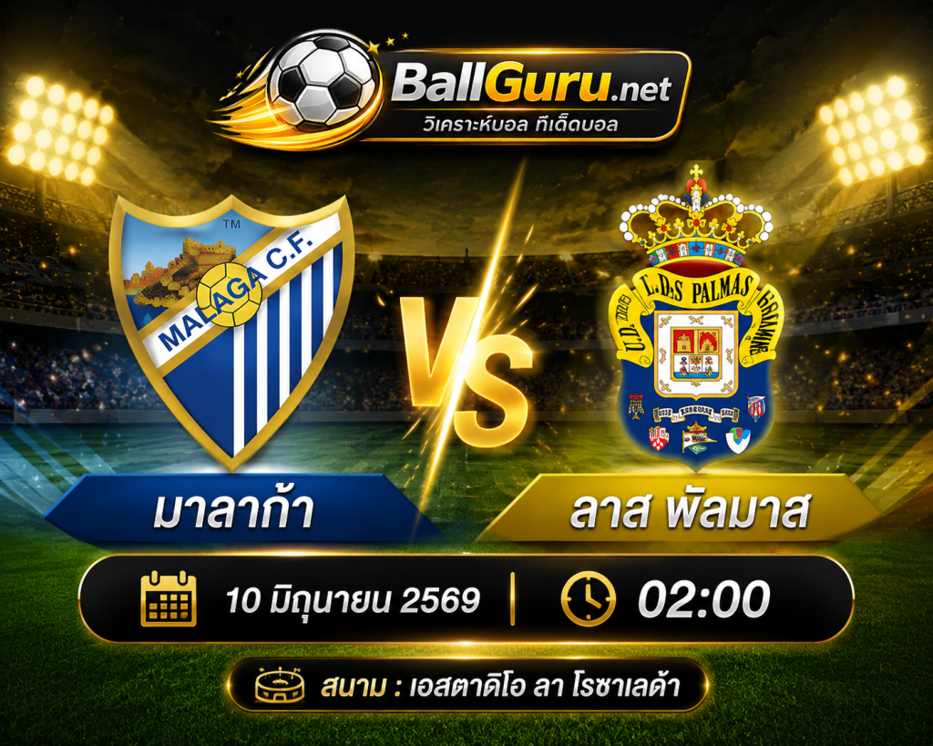 ฟันธงบอลวันนี้ มาลาก้า พบ ลาส พัลมาส 10 มิถุนายน 2569 ทีเด็ดเซียนบอล