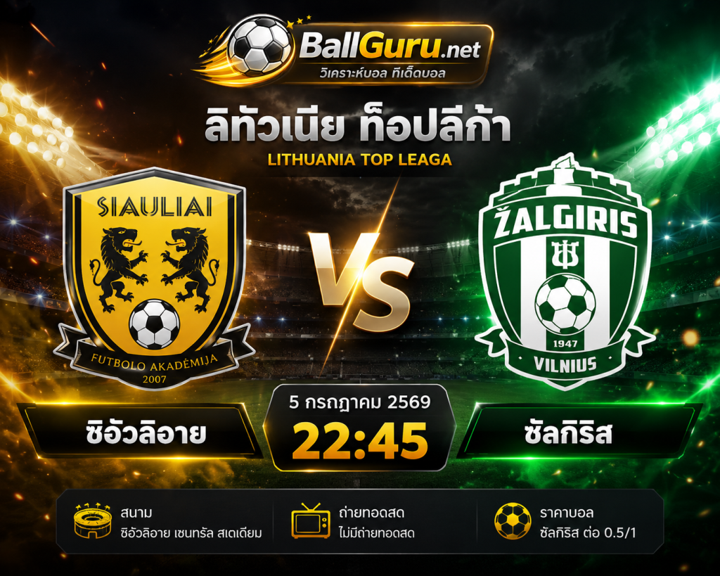 ซิอัวลิอาย ปะทะ ซัลกิริส วิเคราะห์บอลวันนี้ ราคาบอล และความพร้อมล่าสุด