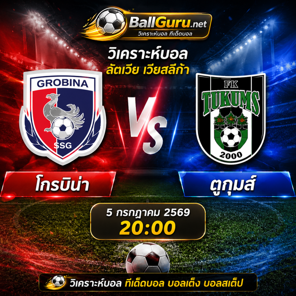 โกรบิน่า ดวล ตูกุมส์ วิเคราะห์บอลวันนี้ 5 กรกฎาคม 2569 ทีเด็ดบอลเต็งคืนนี้