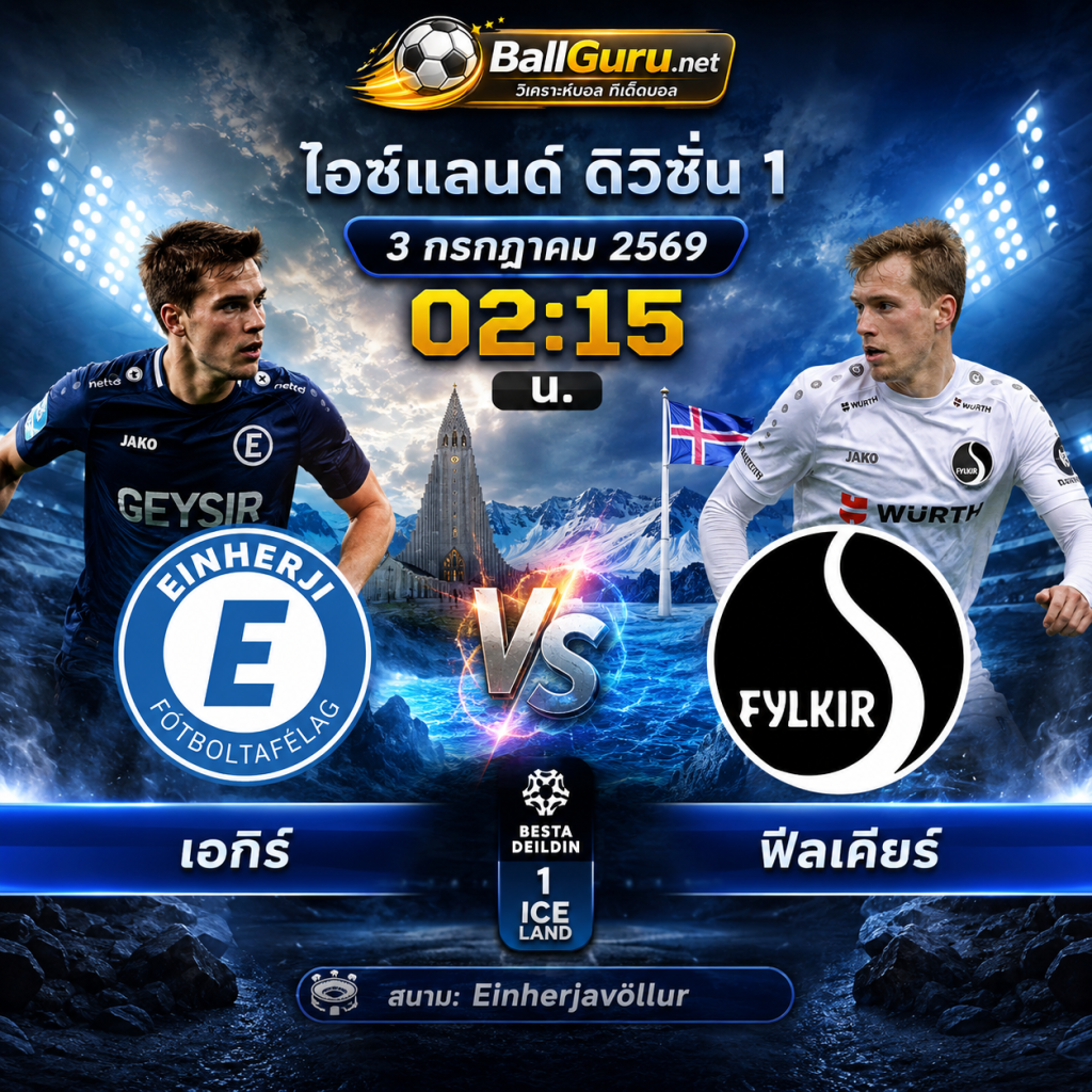 พรีวิว เอกิร์ vs ฟีลเคียร์ 3 กรกฎาคม 2569 ไอซ์แลนด์ ดิวิชั่น 1 วิเคราะห์บอลวันนี้