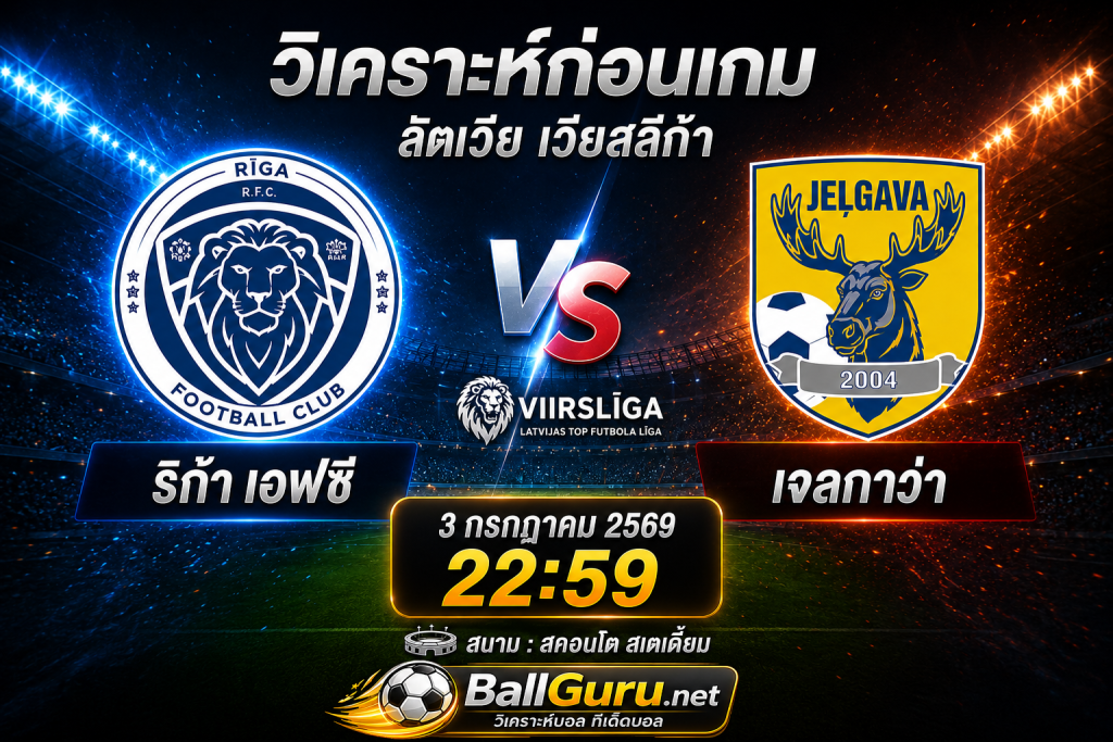 ทีเด็ดบอล ริก้า เอฟซี vs เจลกาว่า วิเคราะห์บอลวันนี้ ลัตเวีย เวียสลีก้า 3/7/69