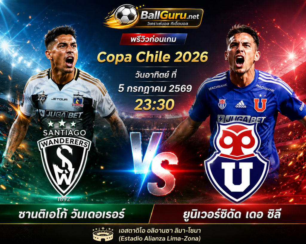 วิเคราะห์ก่อนเกม ซานติเอโก้ วันเดอเรอร์ vs ยูนิเวอร์ซิดัด เดอ ชิลี ศึก Copa Chile 2026 เวลา 23:30 น.