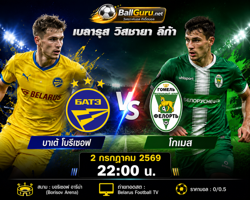 ทีเด็ดบอลวันนี้ บาเต้ โบริซอฟ vs โกเมล วิเคราะห์ก่อนเกม พร้อมสถิติและความพร้อม